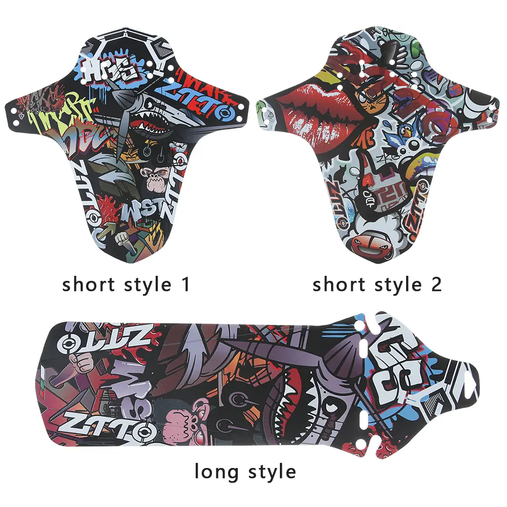 1PC MTB Bike Colorful Pattern Front Back Fender Mountain Bicycle Short Long Mudguards Road Cycling Mud Removal Bicycle Parts