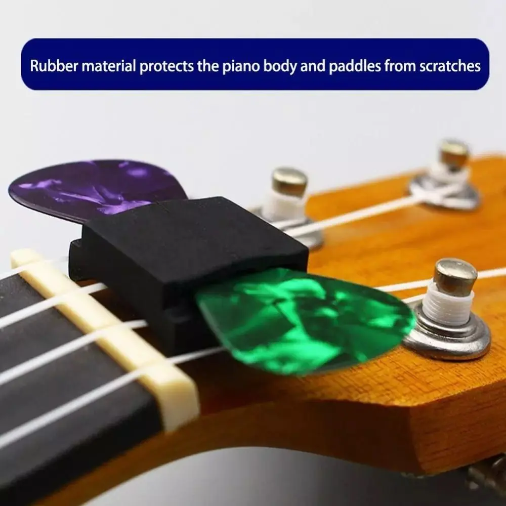 1PC Black Rubber Guitar Pick Holder Anti slip Electric Guitar Accessories Fix On Headstock Folk Songs Bass Ukulele