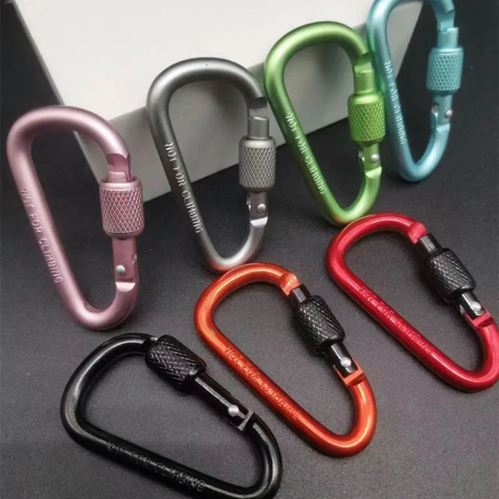 Multi Colors Aluminum Alloy Carabiner Safety Buckle Keychain with Lock Climbing Button D-shape Carabiner Camping Hiking Hook
