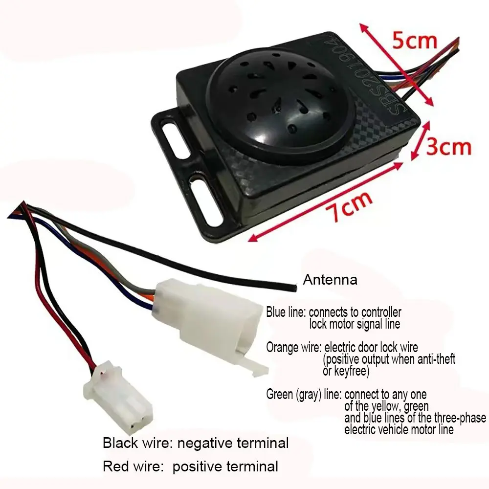 36-72V E-Bike Alarm System Two Remote Control Electric Bicycle Security Motorcycle Scooter Anti-Theft Replacement Refitting Part