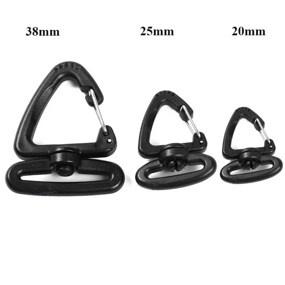 20/25/38mm 360 Degree Rotation Hook Plastic Alloy Triangle Carabiner Spring Quickdraws Belt Clip Hooks Backpack Accessories