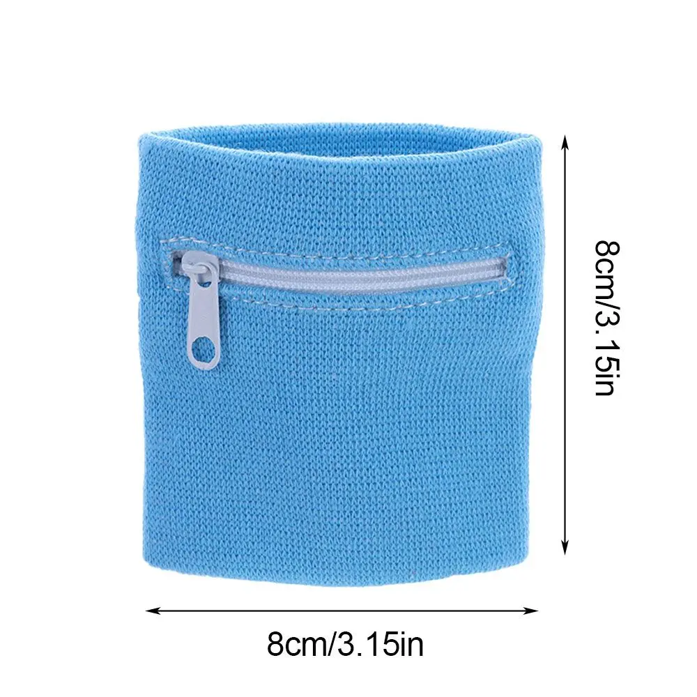 Unisex Colorful Cotton Wrist Band Wrist Protection Purse Bag With Zipper Pocket Sports Wristband For Gym Sports Running Cycling