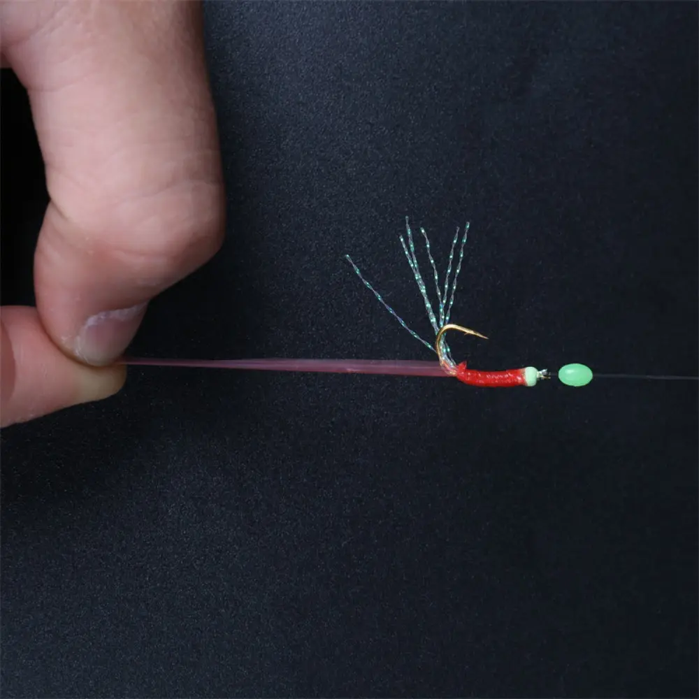 6PCS 10 Sizes Wobbler Sabiki String Hook Rig Fishing Hooks Luminous Bean Lure Bait Tackle for Sea/Freshwater Fishing Accessories