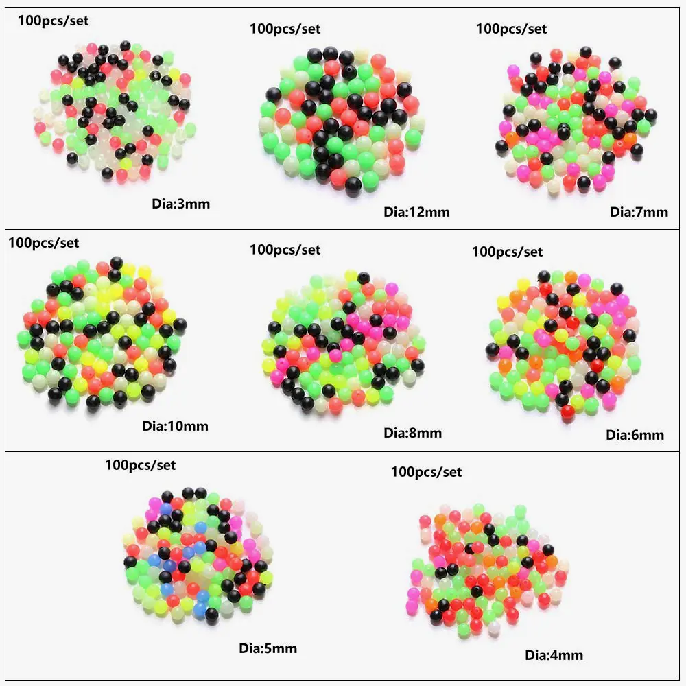 100PCS Round Mixed Color PE Plastic Cross Stopper Beads for Carp Rig Fish Baits Beads Outdoor Fishing Lures Tackle Accessories