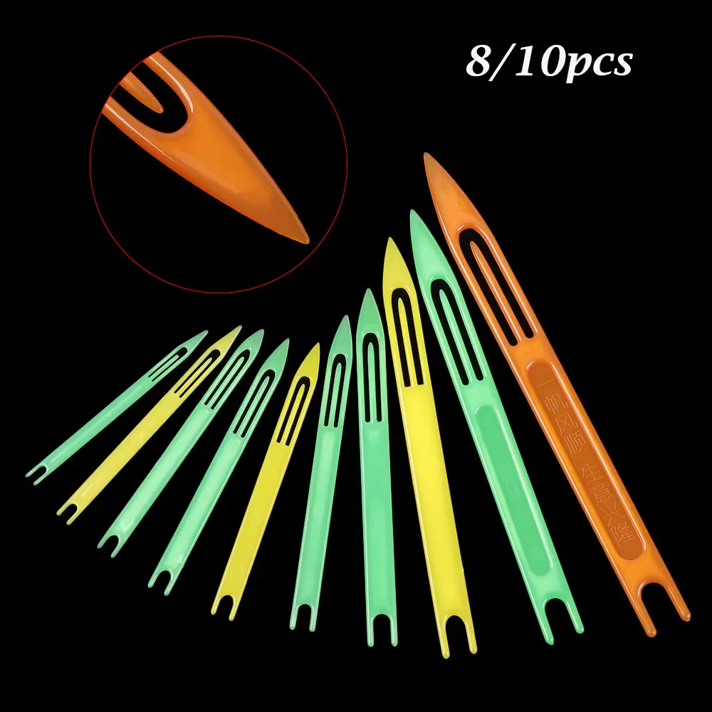 8/10Pcs Random Color Rustproof Plastic Weaving Fishing Netting Needle Mending Repair Net Line Shuttles Equipment Accessories