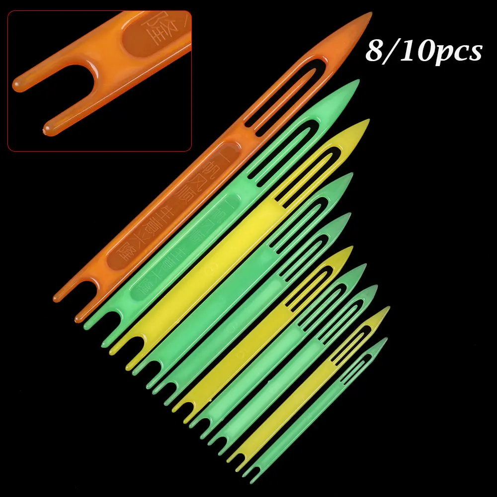 8/10Pcs Random Color Rustproof Plastic Weaving Fishing Netting Needle Mending Repair Net Line Shuttles Equipment Accessories