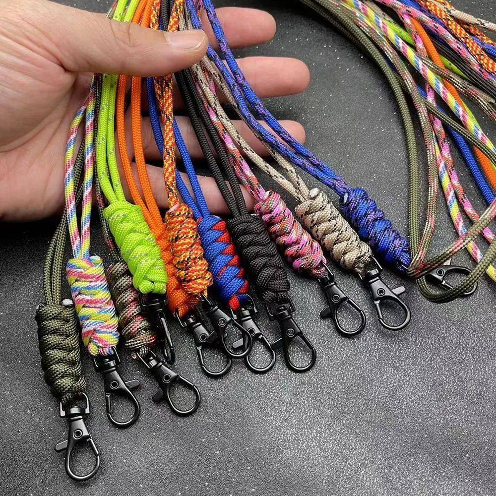 Paracord Keychain Lanyard Rotatable Buckle Knife Rope Parachute Cord Outdoor Survival Backpack Key Ring Neck Hanging Rope Tool