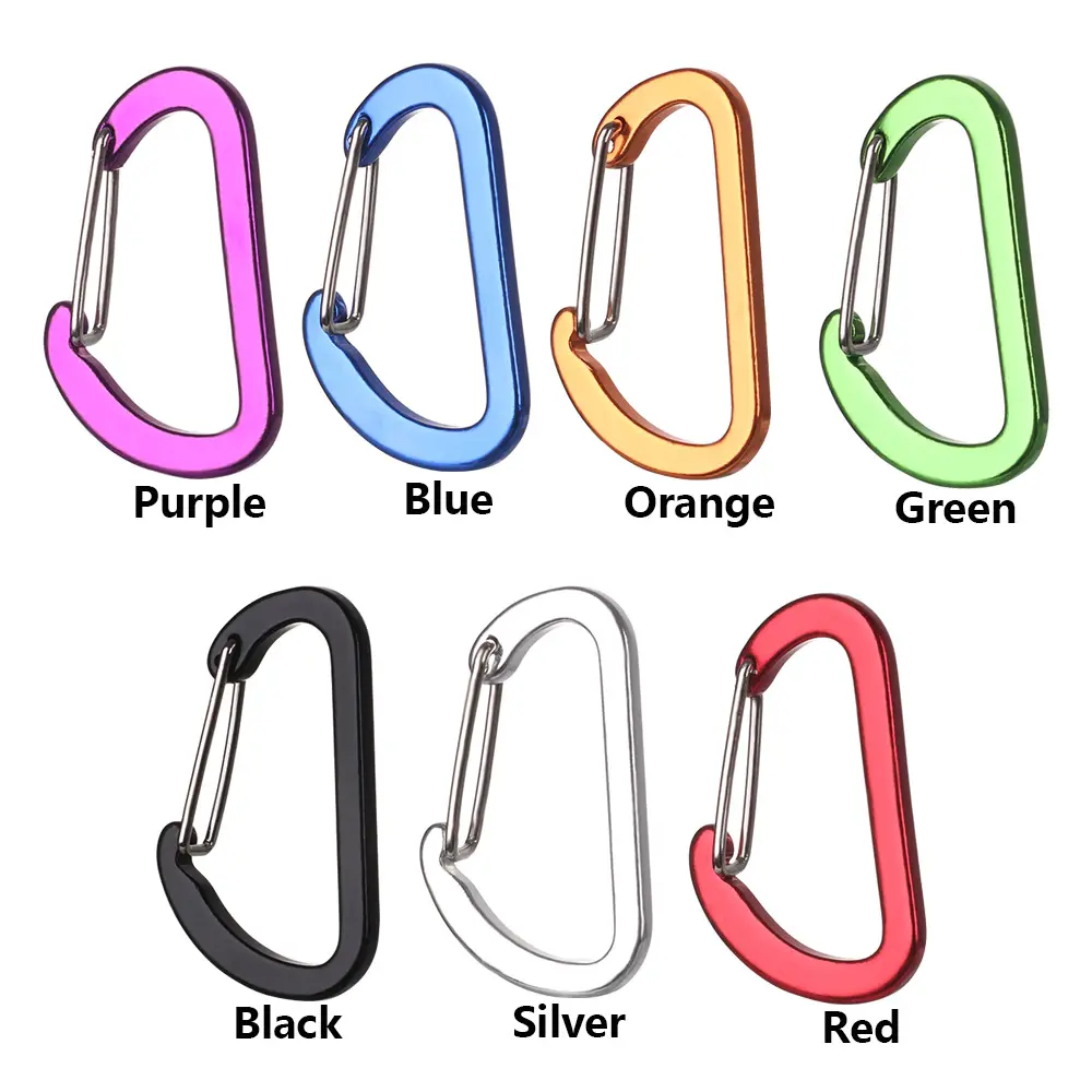 4Pcs Colorful Aluminum Alloy D-Ring Keychain Carabiner Lock Buckle Hook Climbing Snap Clip Outdoor Hiking Camping Fishing Tool