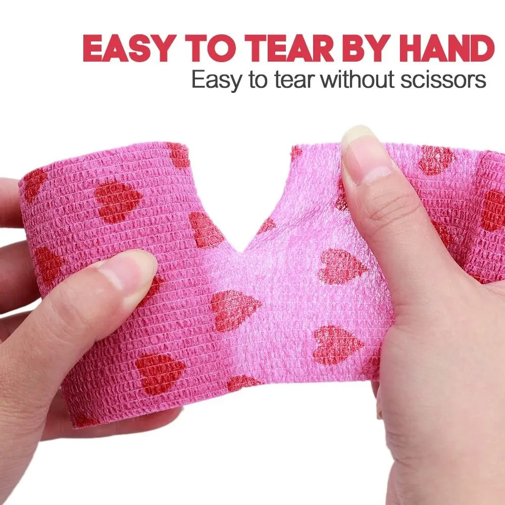 Love Heart-shaped Printed Bandage Pink Breathable 4.5m Elastic Bandage Sports Band Used for Knee Joints Sportswear Elastoplast