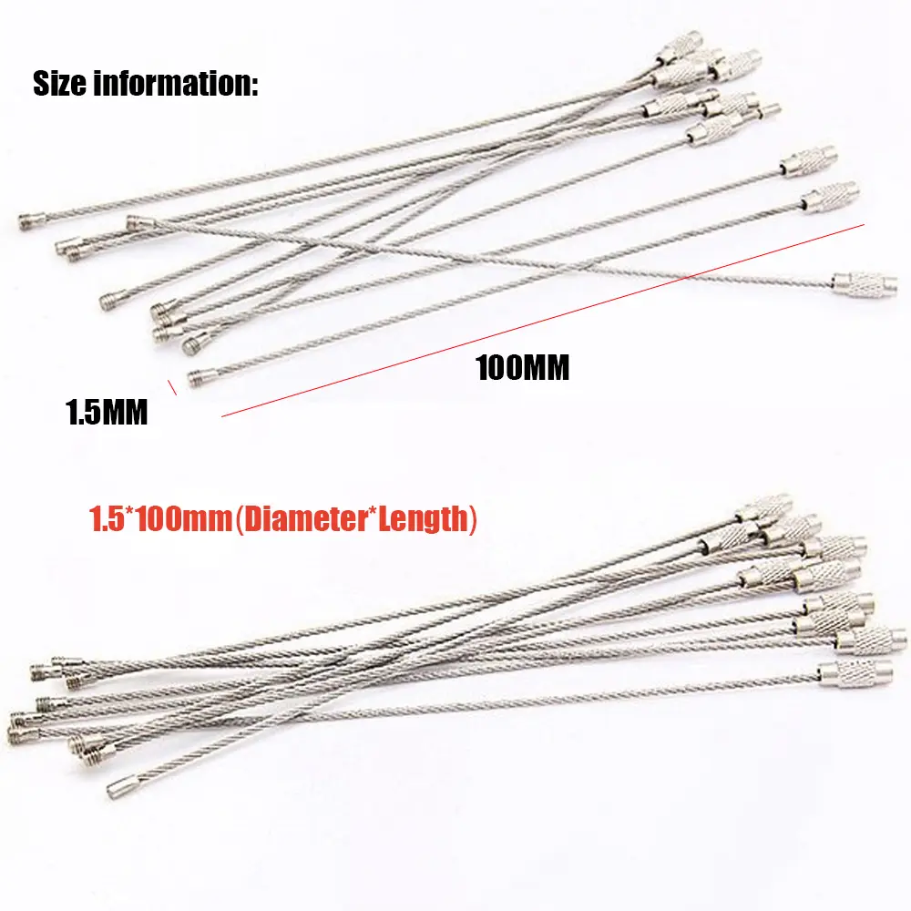 5Pcs EDC Stainless Steel Keychain Carabiner Key Holder Wire Cable Rope Camp Luggage Tag Screw Locking Gadget Outdoor Tools