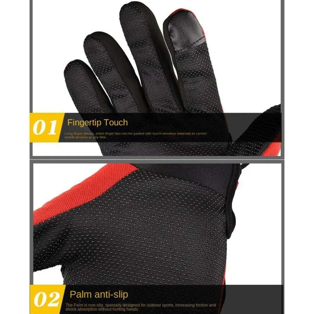 Polyester Motorcycle Riding Gloves Black Blue Red Breathable Cycling Gloves Nonslip Wear-resistant Full Half Finger Mittens