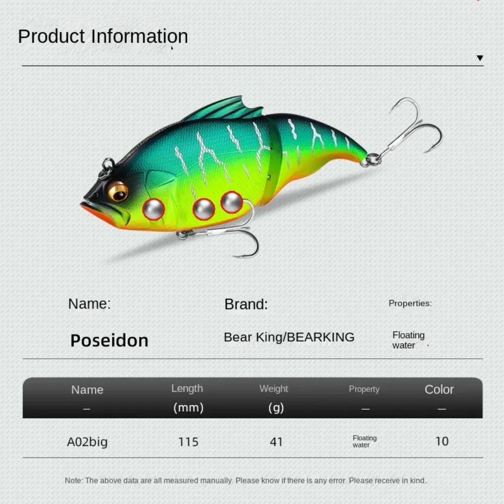 New 41g 115mm Trout Swinning Bait Ultra Large 2-section 2 Joint Fishing Lure VIB Vibration Wobbler Floating Fishing Lure
