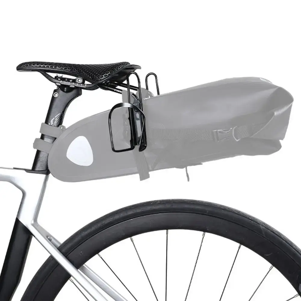 Multi-functional Bicycle Tail Bag Stabilizer Frame Black Aluminum Alloy Double Kettle Rack Conversion Seat Waterproof Antirust