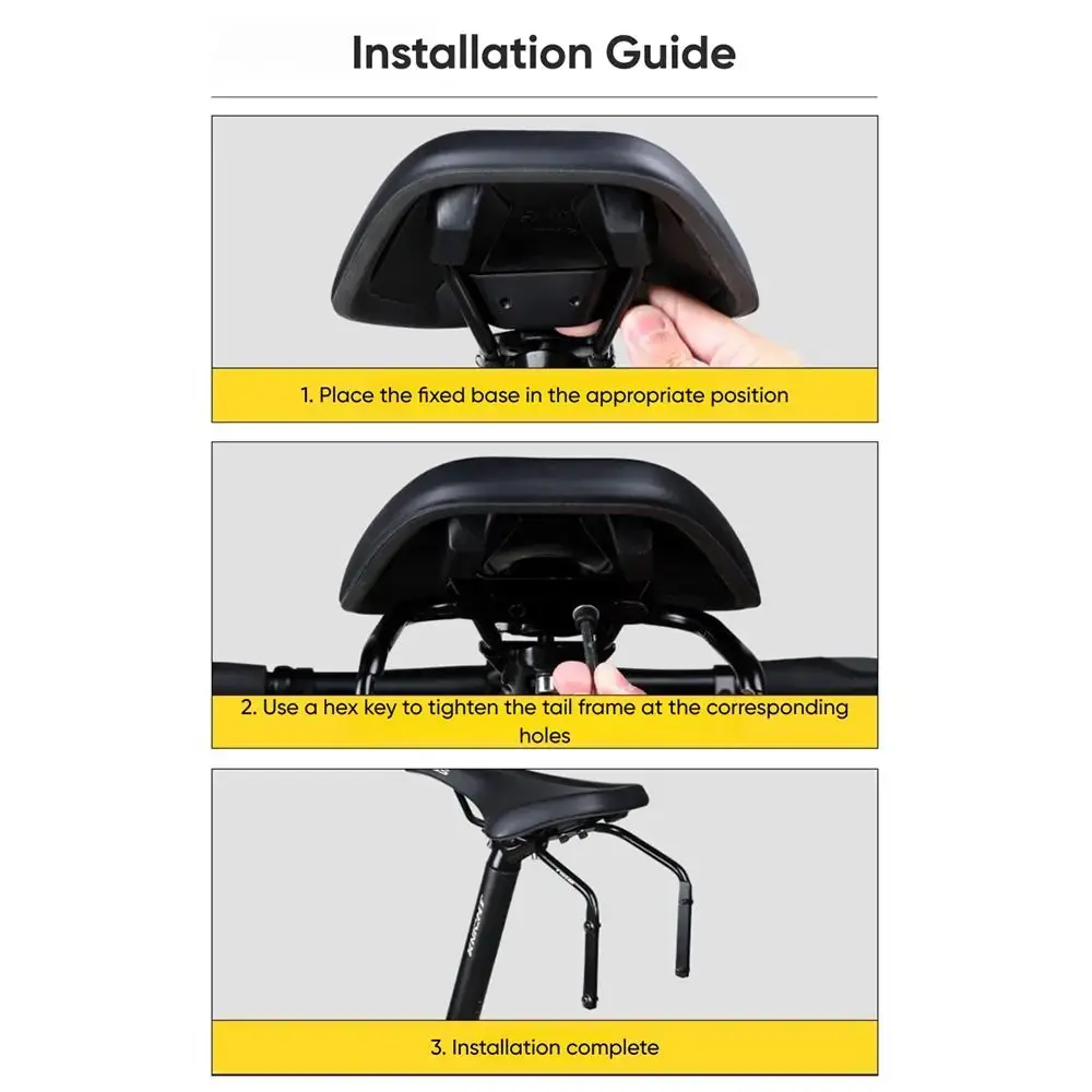 Multi-functional Bicycle Tail Bag Stabilizer Frame Black Aluminum Alloy Double Kettle Rack Conversion Seat Waterproof Antirust
