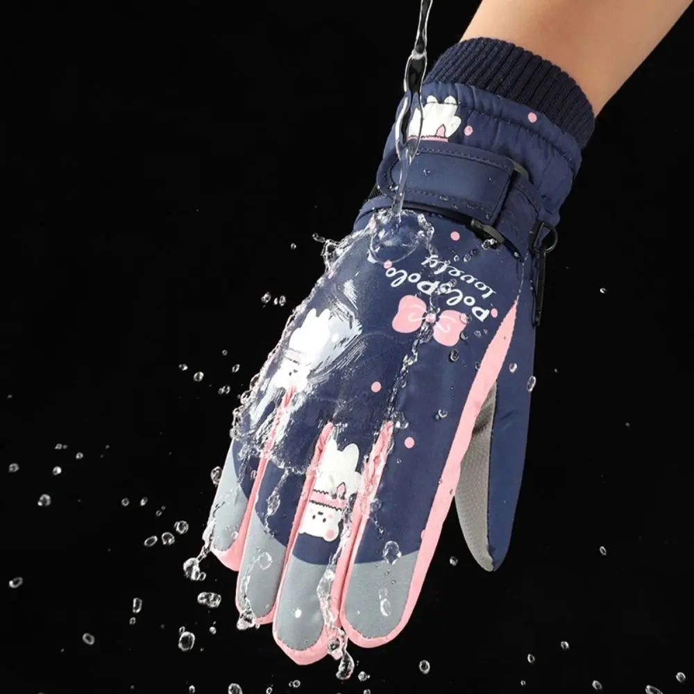 Thick Warm Children Ski Gloves Non-slip Snow Snowboard Sports Mittens Windproof Touch Screen Kids Cycling Gloves Kids Boys Girls