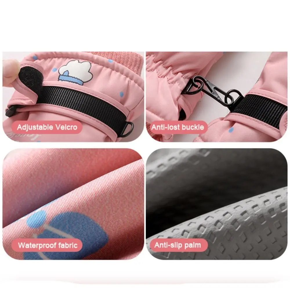 Thick Warm Children Ski Gloves Non-slip Snow Snowboard Sports Mittens Windproof Touch Screen Kids Cycling Gloves Kids Boys Girls