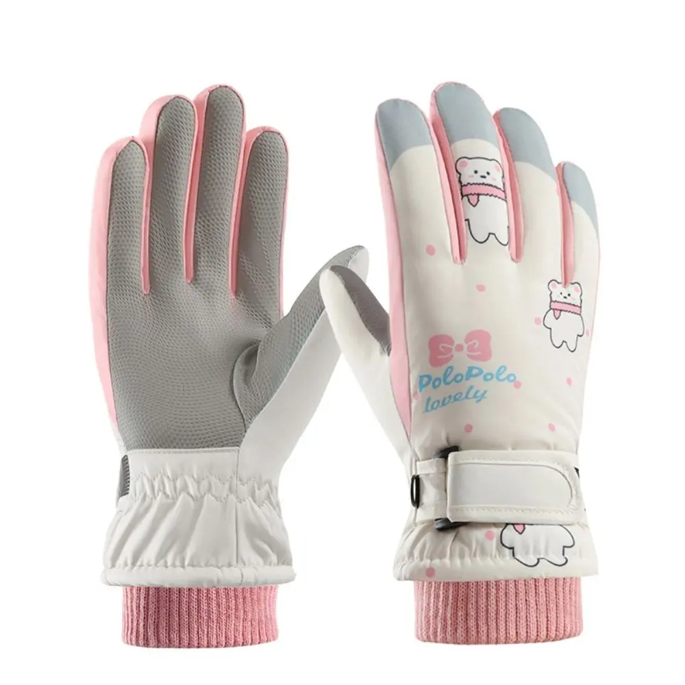 Thick Warm Children Ski Gloves Non-slip Snow Snowboard Sports Mittens Windproof Touch Screen Kids Cycling Gloves Kids Boys Girls