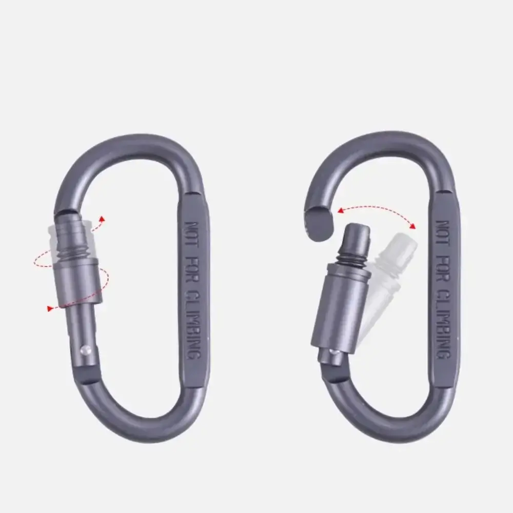 2pcs High Quality Grey Sports Keychain Aluminium Alloy with Lock Safety Buckle Camping Hiking Hook Outdoor Tool