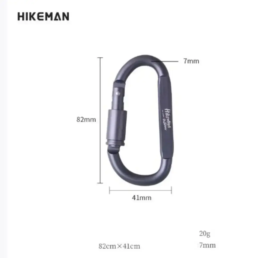 2pcs High Quality Grey Sports Keychain Aluminium Alloy with Lock Safety Buckle Camping Hiking Hook Outdoor Tool
