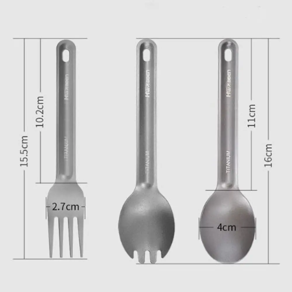 High Quality Portable Titanium Spoon Long Handle Environmental Light Titanium Cookware Outdoor Camping Fork Outdoor Tool