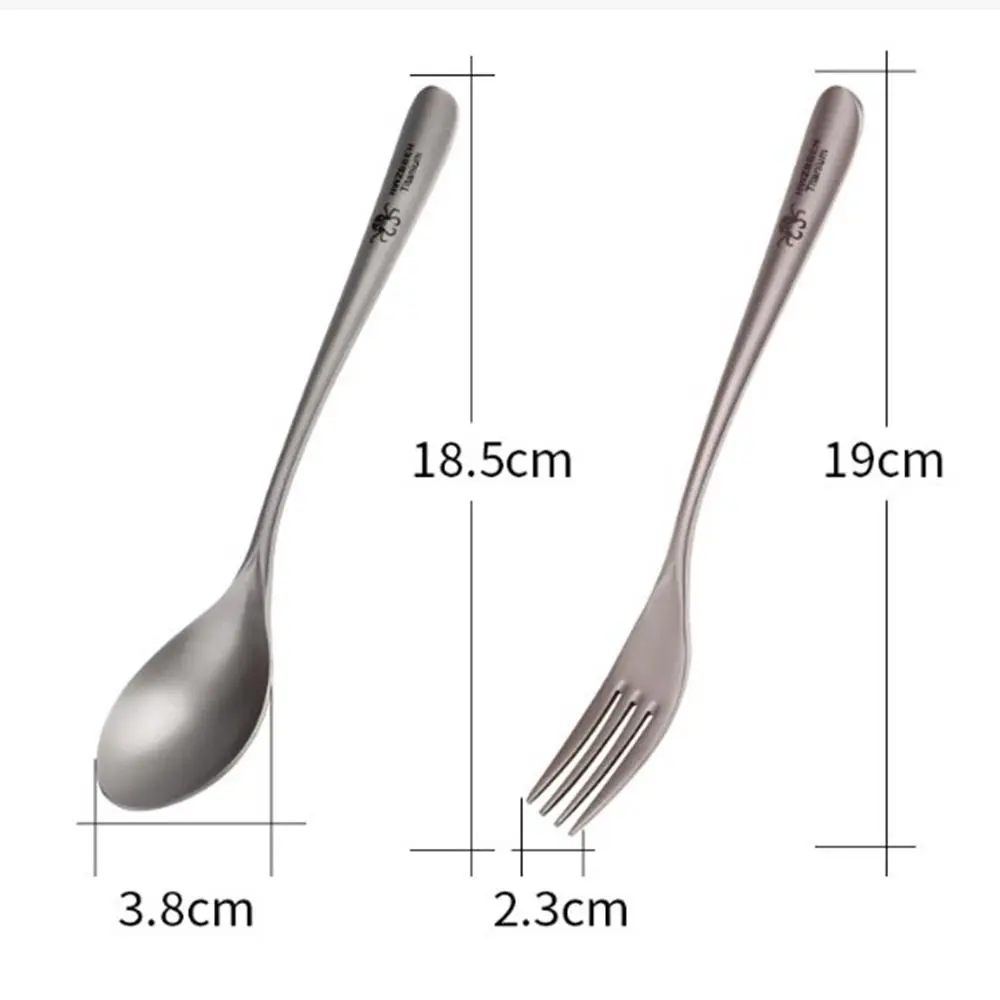 High Quality Portable Titanium Spoon Long Handle Environmental Light Titanium Cookware Outdoor Camping Fork Outdoor Tool