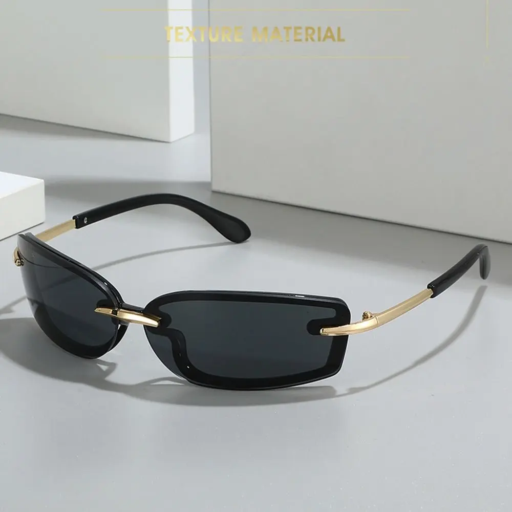 Rimless Square Candy Color Sunglasses Y2K UV Protection Women's Sun Glasses Metal Temples Dopamine Dressing Eyewear Accessories