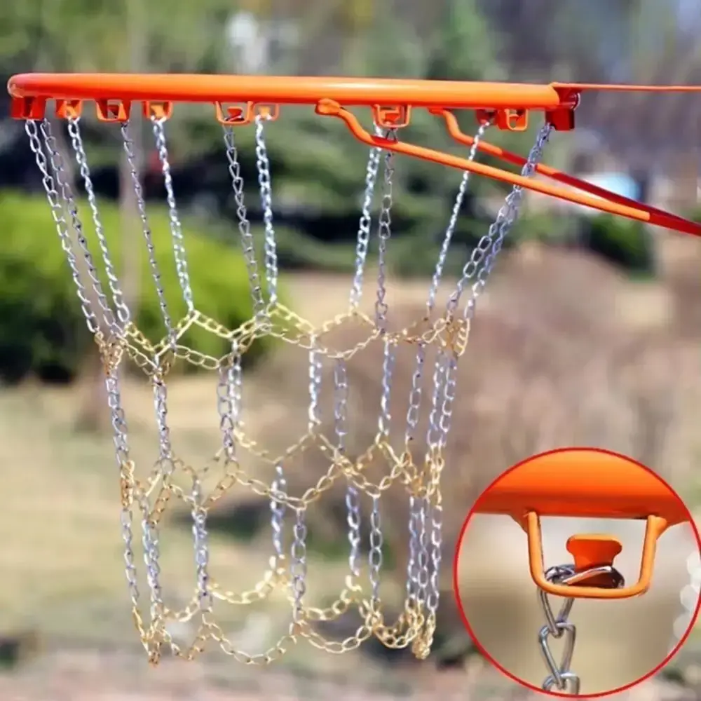 New Galvanized Steel Basketball Target Net Durable Replacement Basketball Hoop Rustproof Heavy Duty Chain Net Outdoor Chain Net