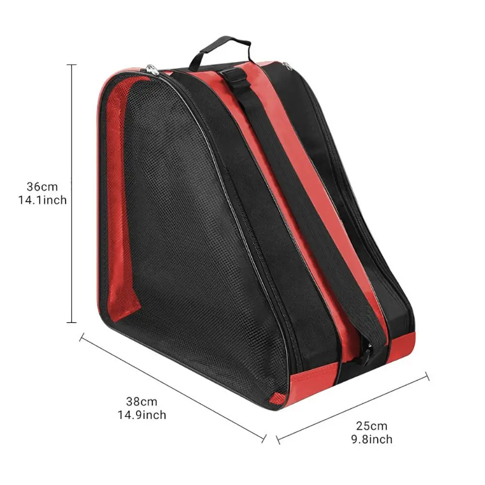 Roller Skate Bag Adjustable Shoulder Strap Ice Skate Bag Large Capacity Fits Quad, Inline & Most Roller Skating Accessories