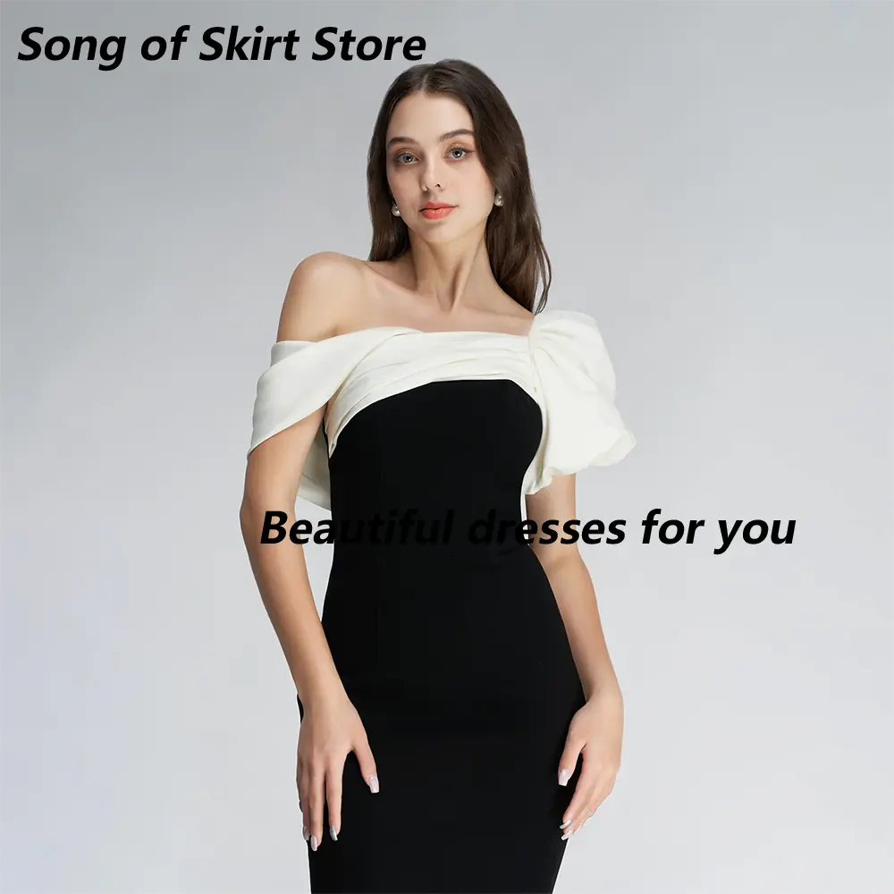 Modern Midi Prom Dress for Woman Customized Off The Shoulder Pleat Straight Tea Length Cocktail Dresses Party Gown 2025