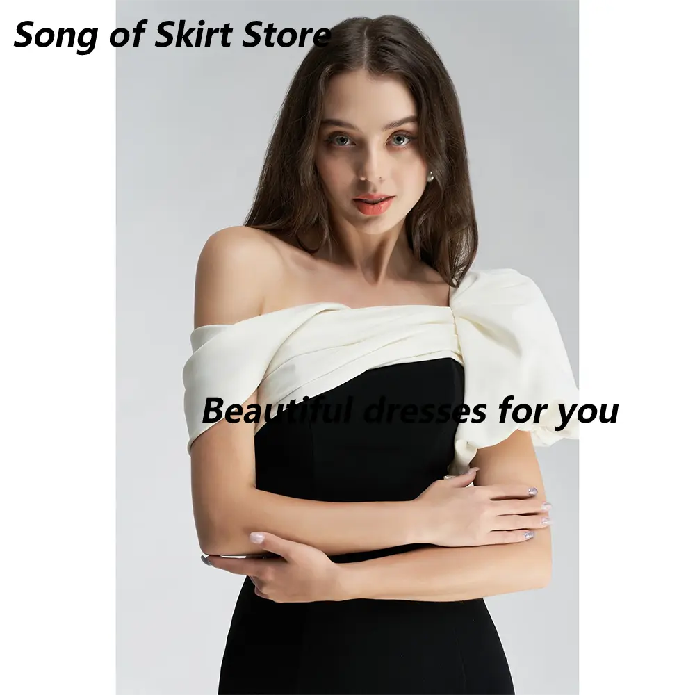 Modern Midi Prom Dress for Woman Customized Off The Shoulder Pleat Straight Tea Length Cocktail Dresses Party Gown 2025
