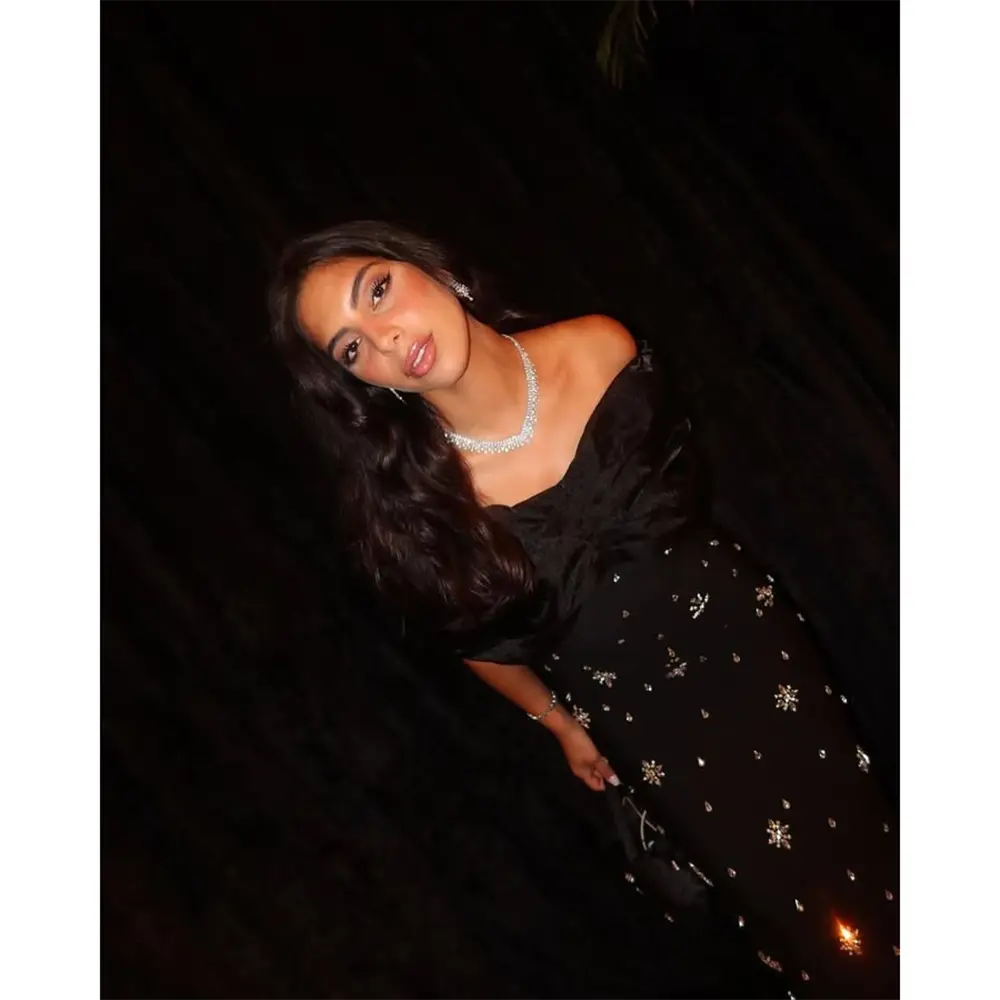 Black Evening Dresses for Women Off The Shoulder Straight 2025 Evening Gowns Crystal Ankle Length Prom Gown Customized