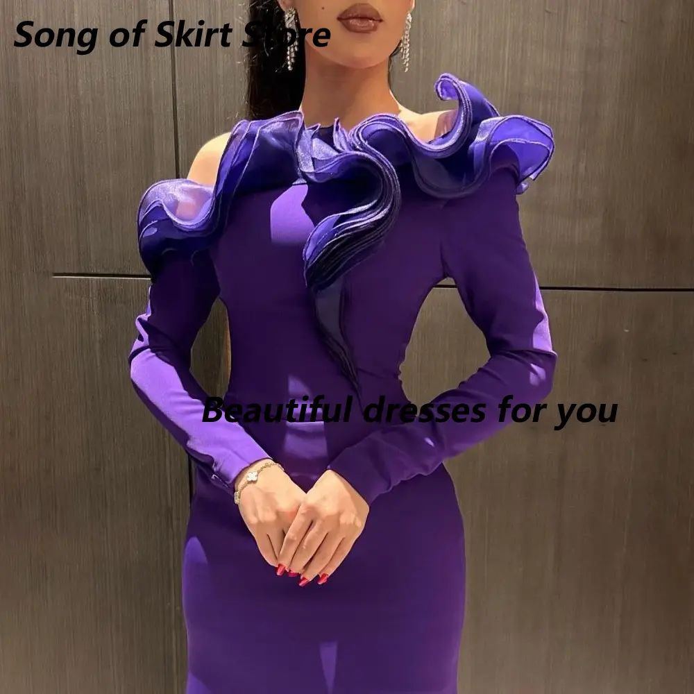 Purple Evening Dress for Women Off Shoulder Pleat Floor Length Mermaid Prom Gown Saudi Arab Formal Dresses Customized
