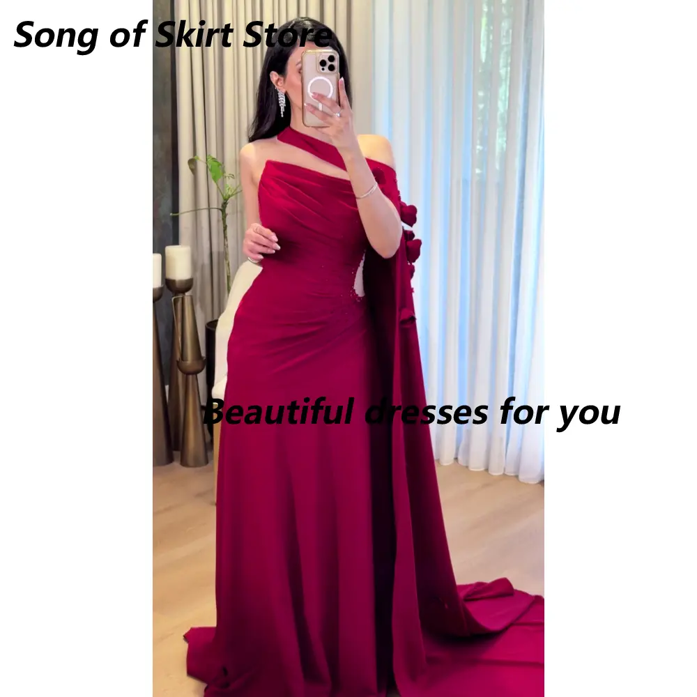 Saudi Evening Dresses for Woman Customized Sexy Strapless Pleat Floor Length Jersey Arabic Prom Party Gowns 2025