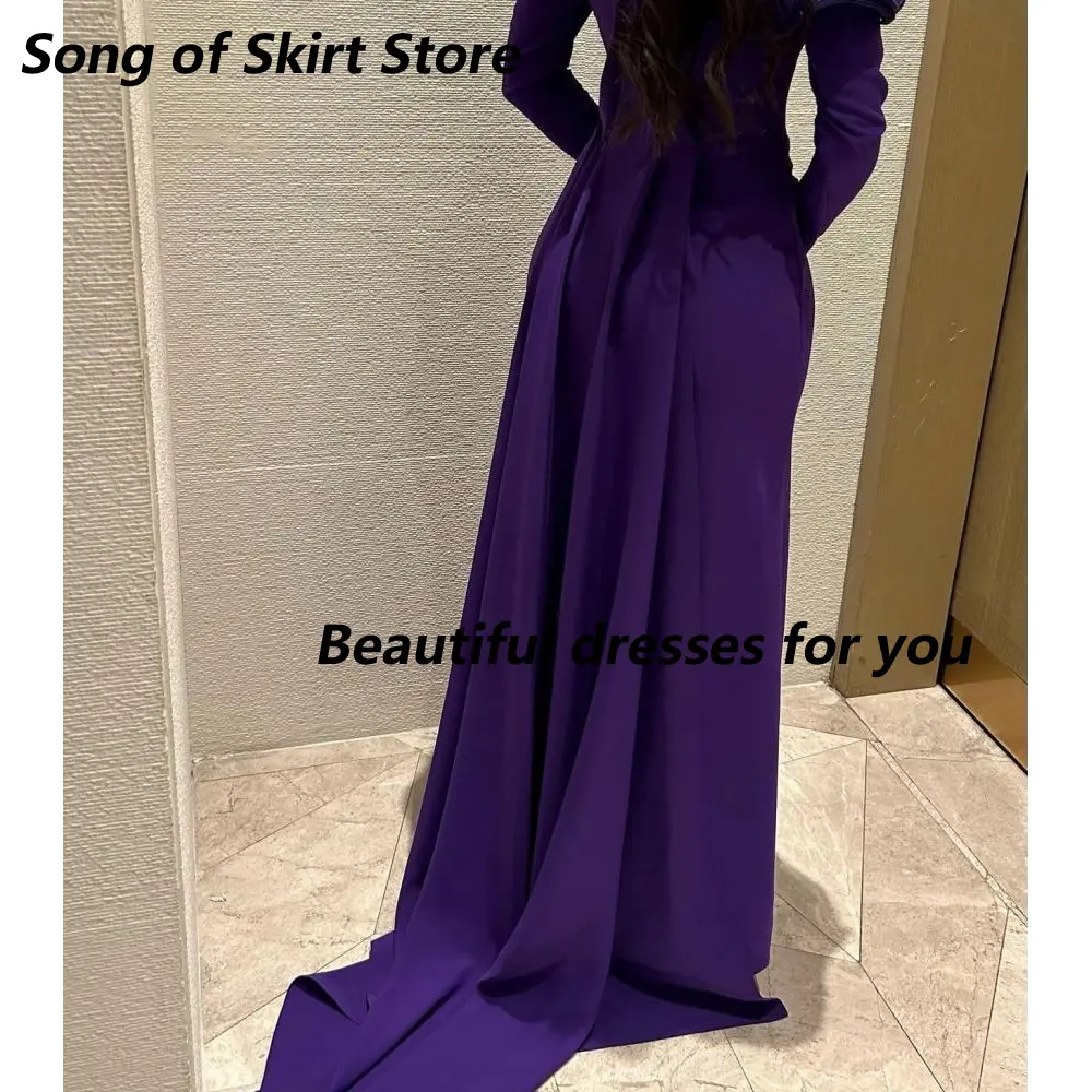 Purple Evening Dress for Women Off Shoulder Pleat Floor Length Mermaid Prom Gown Saudi Arab Formal Dresses Customized