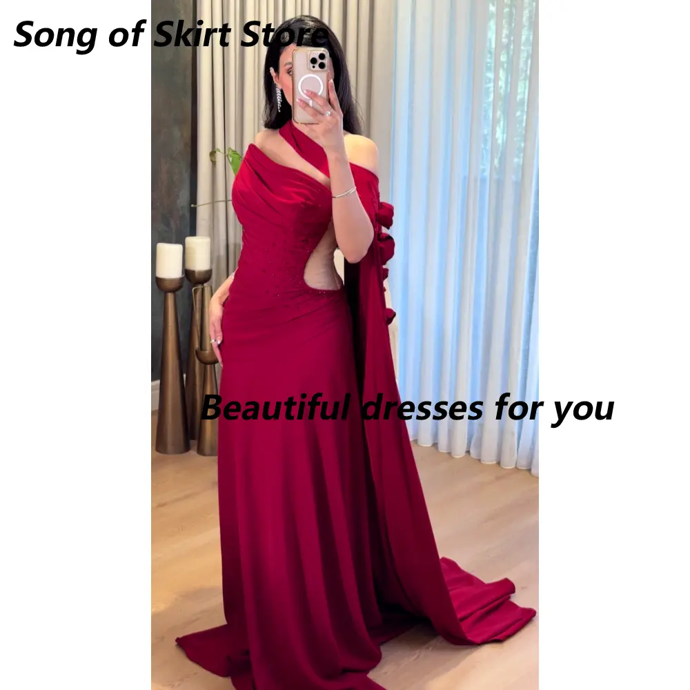 Saudi Evening Dresses for Woman Customized Sexy Strapless Pleat Floor Length Jersey Arabic Prom Party Gowns 2025