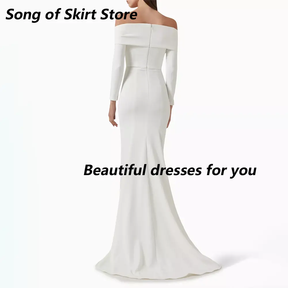 Ivory Evening Dress Off The Shoulder Long Sleeves Mermaid Evening Gowns for Women Trumpet Elegant Wedding Party Dress Customized