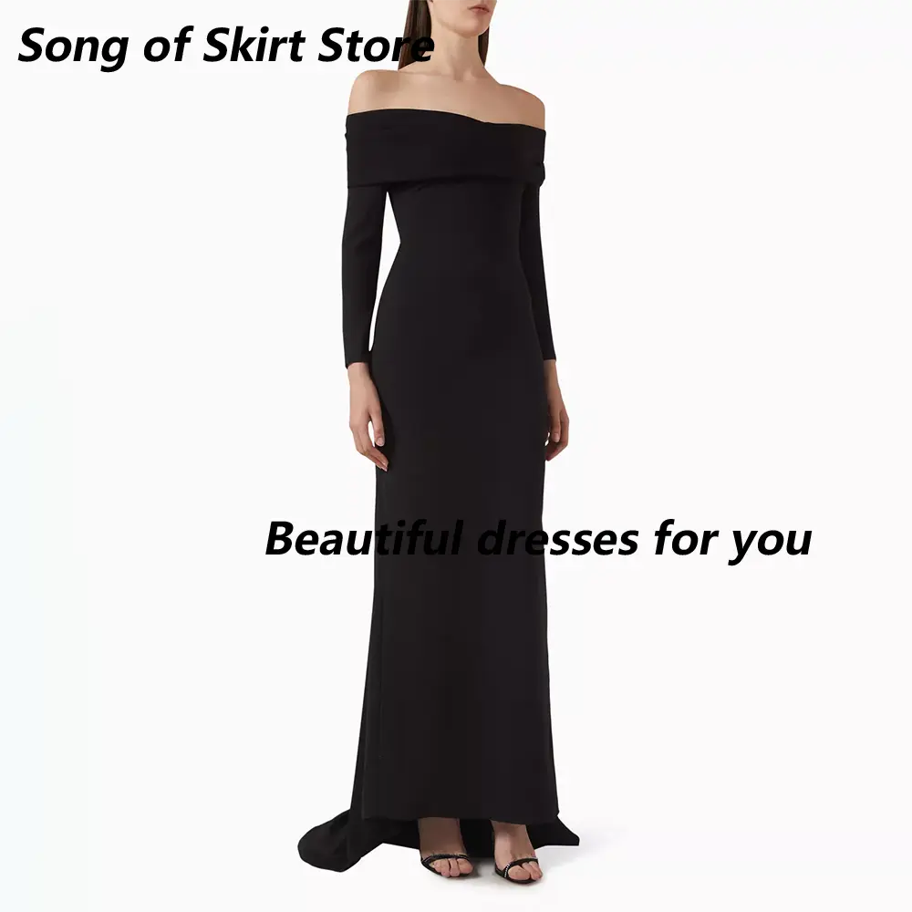 Ivory Evening Dress Off The Shoulder Long Sleeves Mermaid Evening Gowns for Women Trumpet Elegant Wedding Party Dress Customized
