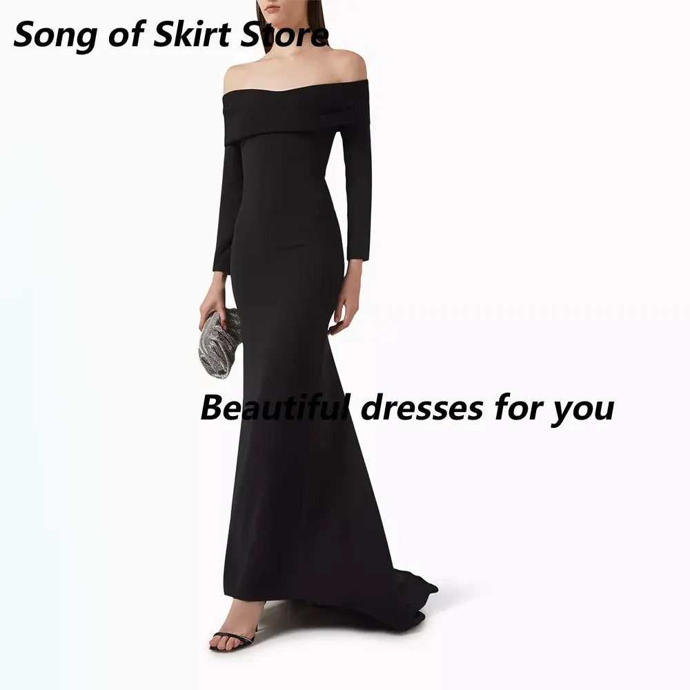 Ivory Evening Dress Off The Shoulder Long Sleeves Mermaid Evening Gowns for Women Trumpet Elegant Wedding Party Dress Customized