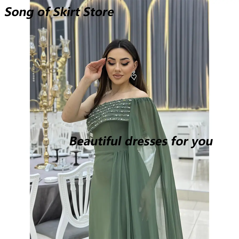 Elegant Long Evening Dresses for Women Off Shoulder Crystal Beadings Mermaid Prom Formal Wedding Guest Special Events Customized