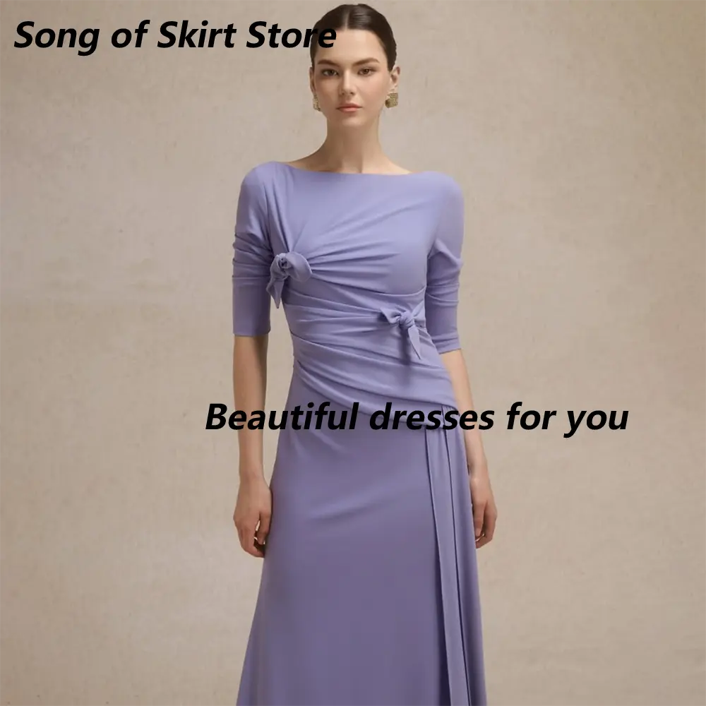 Elegant Mother of The Bride Dress Customized Scoop Neck Short Sleeves Mermaid Evening Dresses Wedding Guest Gown 2025