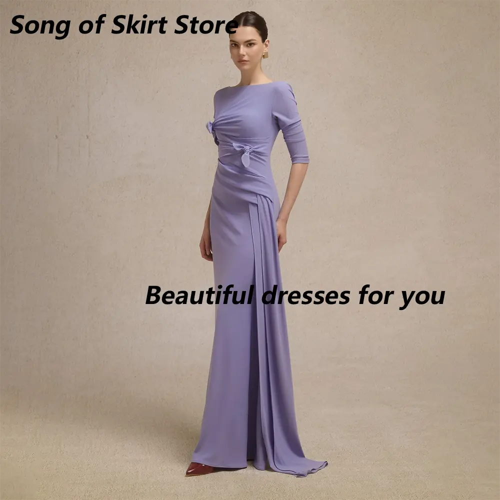 Elegant Mother of The Bride Dress Customized Scoop Neck Short Sleeves Mermaid Evening Dresses Wedding Guest Gown 2025