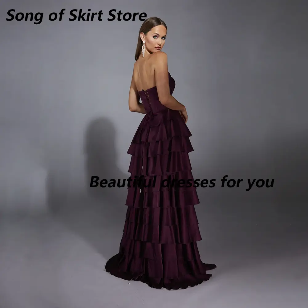 Customized Sexy Sweetheart Evening Dresses A-line Tiered Pleated Bridal Wedding Party Girl Prom Gowns for Special Occasions