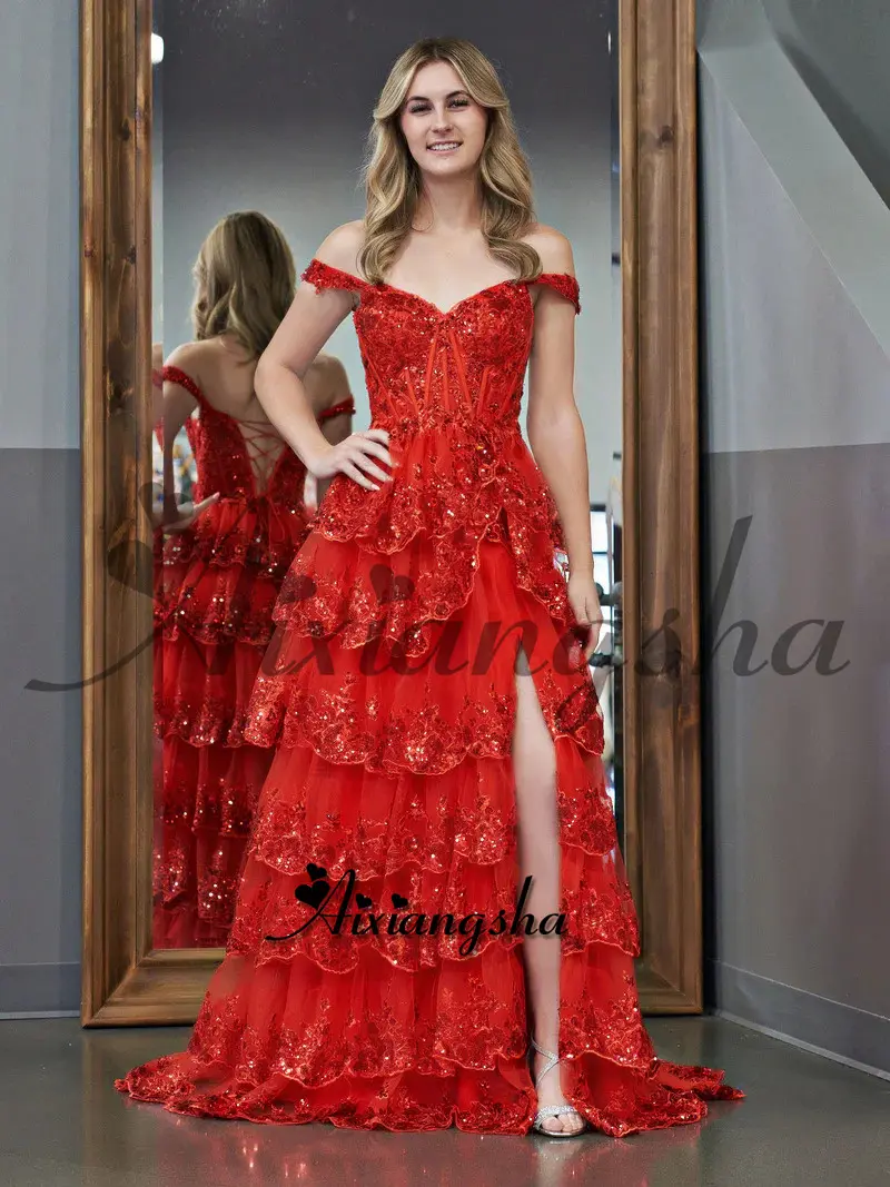 Luxury Gliiter Lace Prom Dress Black Embroidery Lace Vestidos De Noche Sexy Off Shoulder Edge Curl فساتين سهره فاخره