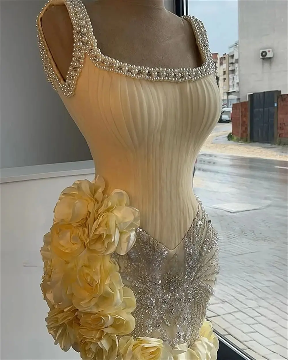 CENXUAN Glamorous Evening Gowns Mermaid Spaghetti Straps Beading Sequined Long Party Dress Vestidos De Festa Customized