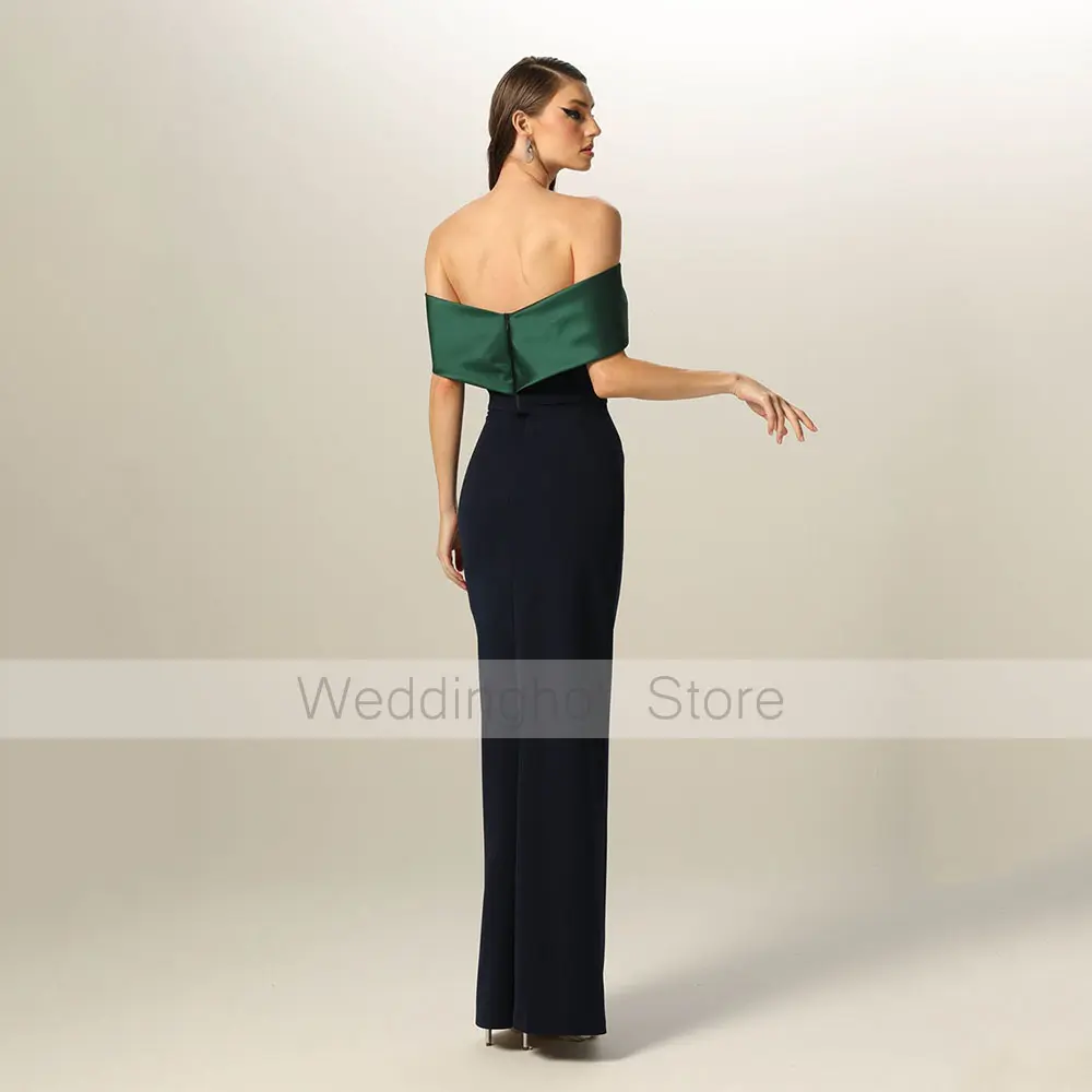 Elegant Evening Dress Column Off the Shoulder Criss-Cross Green Black Evening Gowns for Women Sleeveless Back Split Prom Dresses