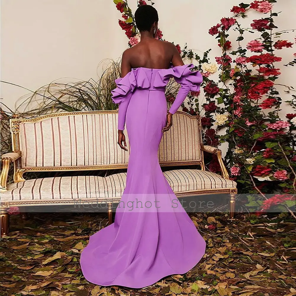 Lilac Evening Dress Off the Shoulder Ruffle Sweetheart Mermaid Formal Party Gowns for Women 2025 Backless Trumpet Evening Gown