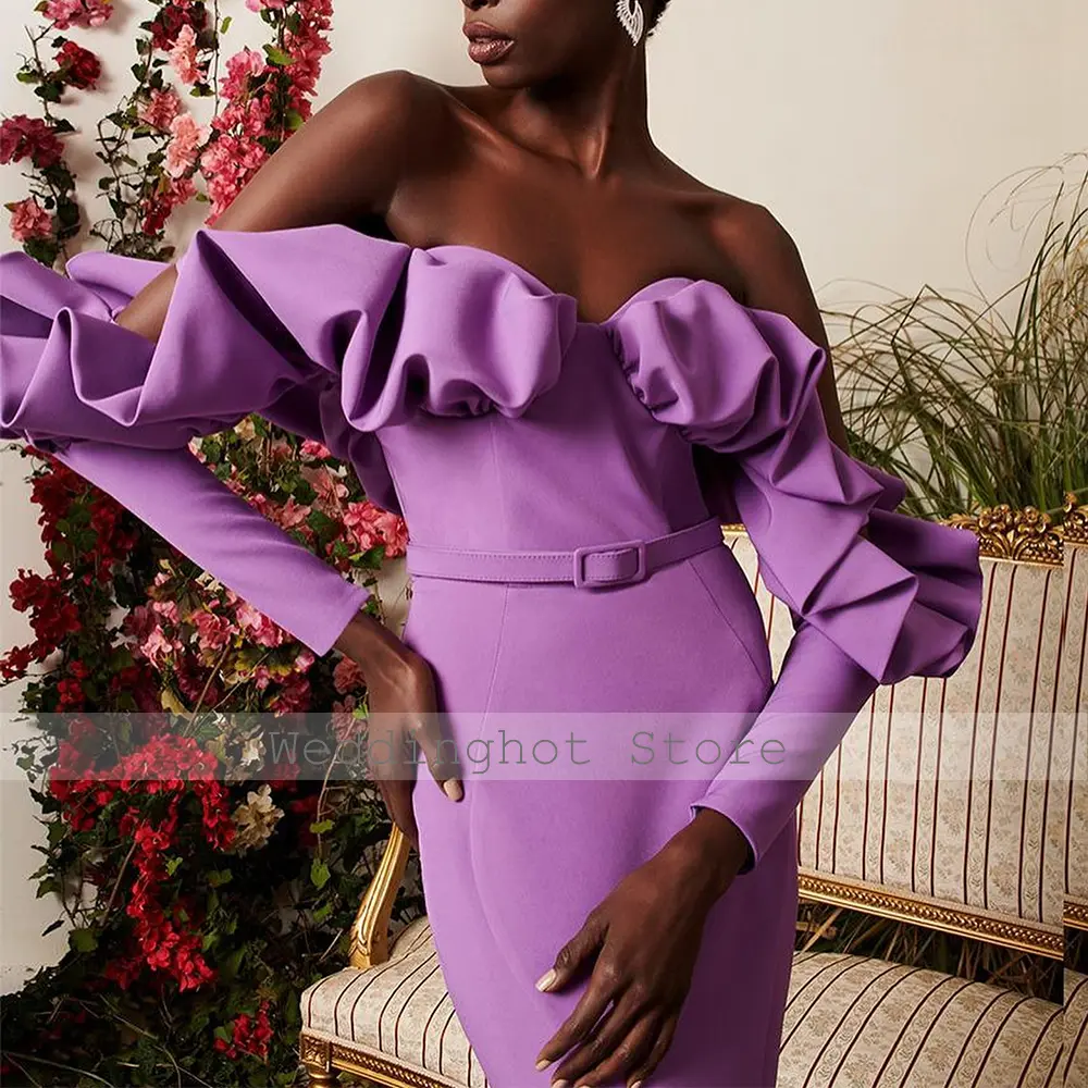 Lilac Evening Dress Off the Shoulder Ruffle Sweetheart Mermaid Formal Party Gowns for Women 2025 Backless Trumpet Evening Gown