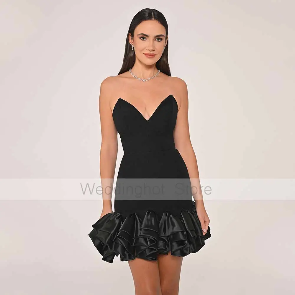 Purple Party Dress Mini Ruffle V Neck Mermaid Sexy Women's Cocktail Gowns Short Sleeveless Backless Trumpet Evening Dresses 2025