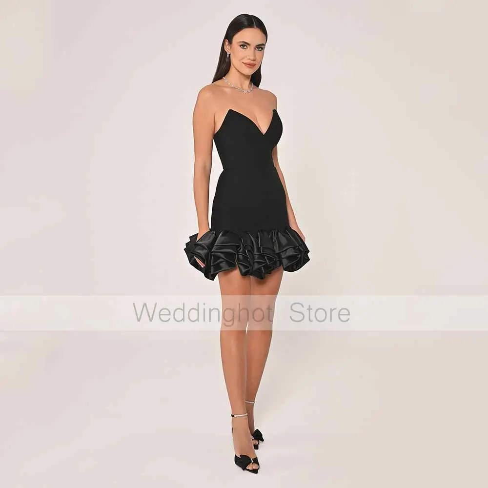 Purple Party Dress Mini Ruffle V Neck Mermaid Sexy Women's Cocktail Gowns Short Sleeveless Backless Trumpet Evening Dresses 2025