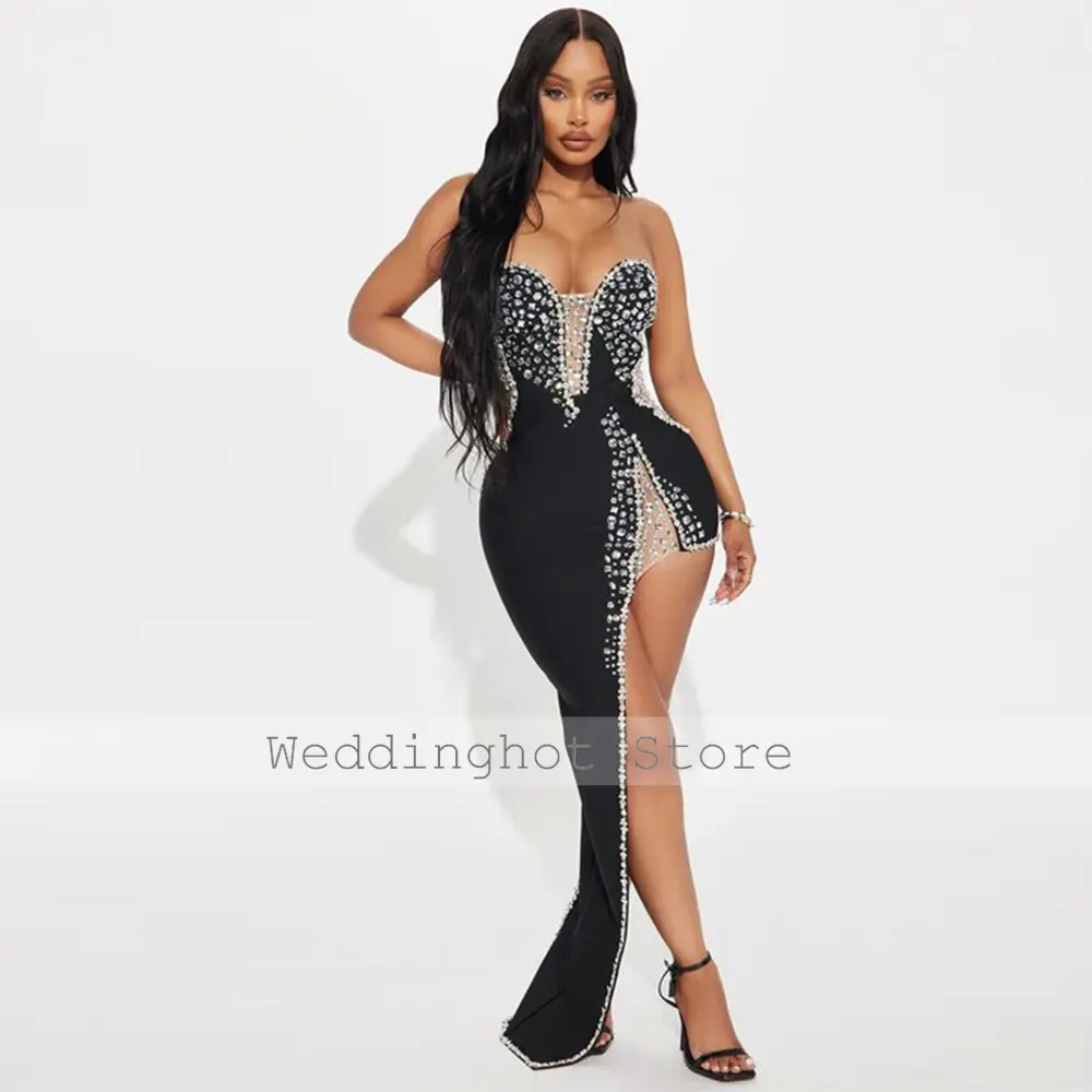 Hot Pink Sexy Sexy Cocktail Dresses Satin Rhinestone Sheath Asymmetrical Sweetheart Midi Dresses Bespoke Occasion Gown 2024